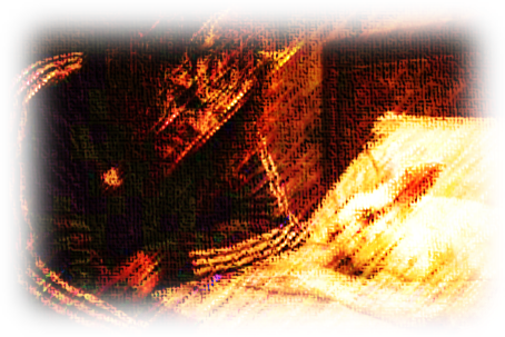 A warm orange, highly textured image of a resting figure